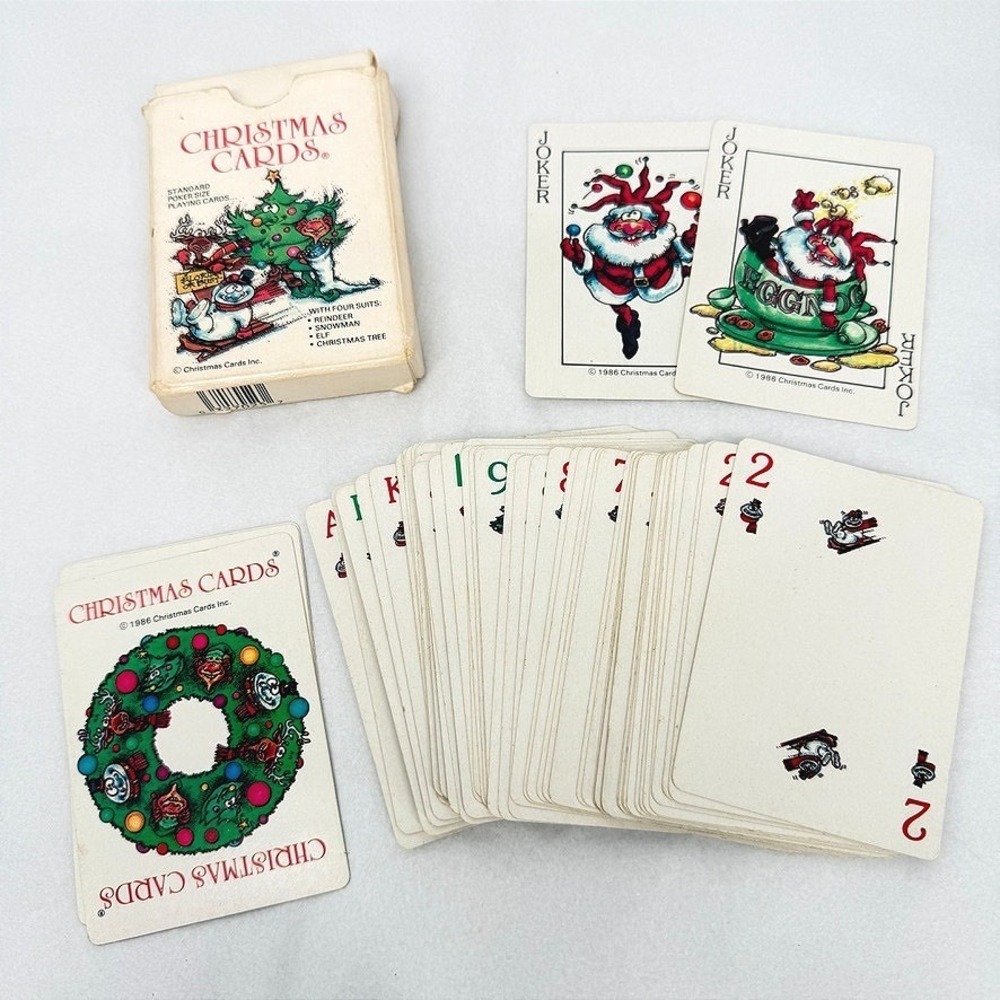 Christmas Cards Inc VTG Playing Cards 1986 Holiday Novelty Poker Complete